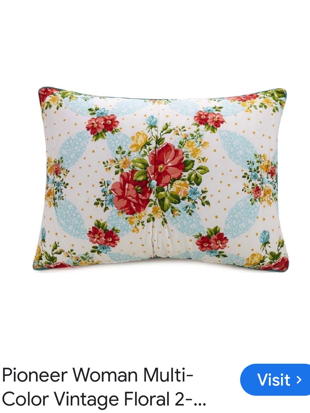 2 Pioneer Woman King Vintage multi floral pillow shams reversible cotton New